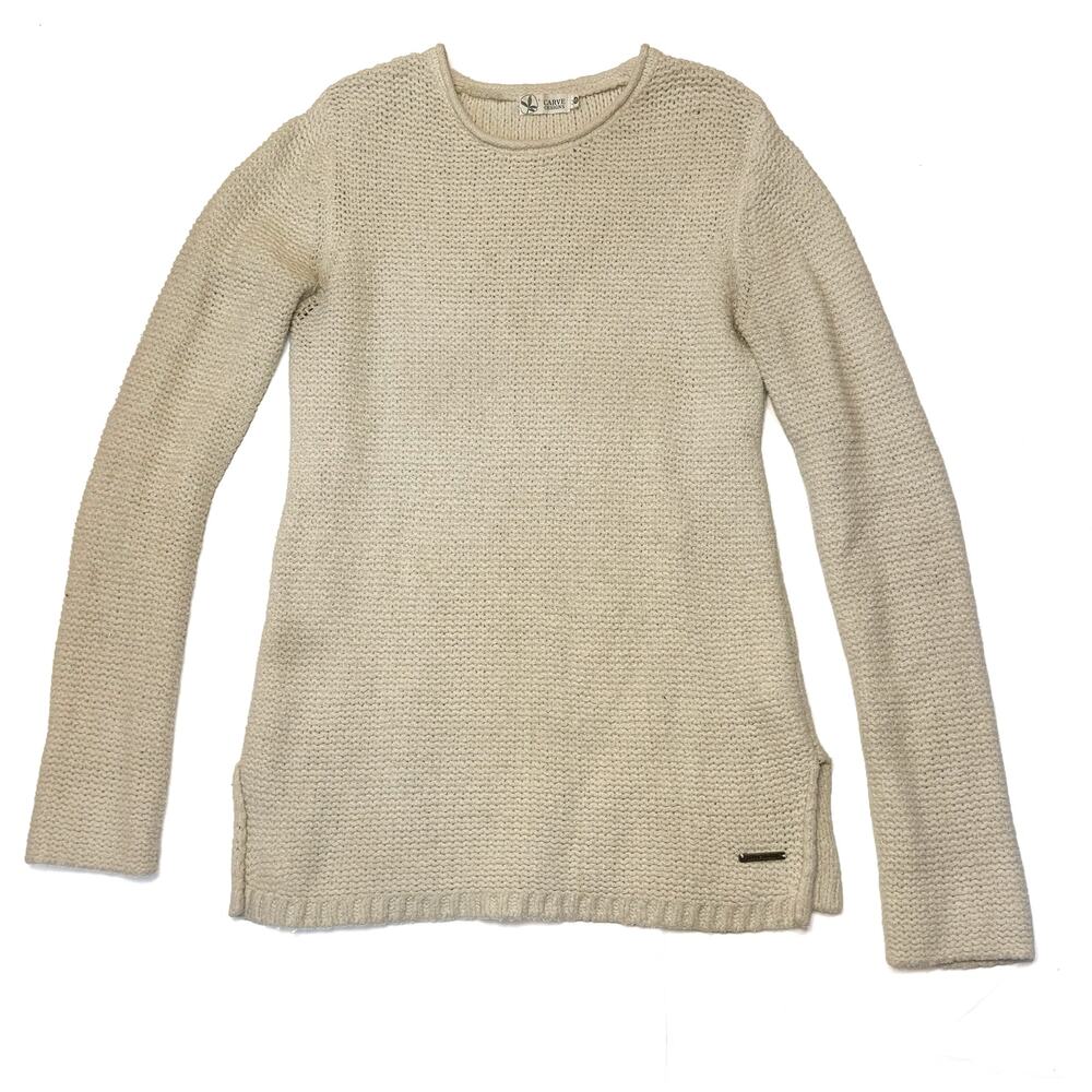 Carve Designs Women's XS Oatmeal Chunky Knit Rollneck Tunic Sweater Cotton